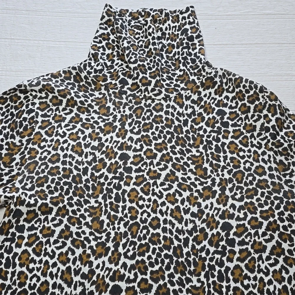 J. Crew Leopard Print Tissue Turtleneck Women's Size XS